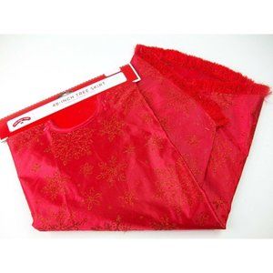 Holiday Time 48" Red Satin and Glitter Star Snowflake Christmas Tree Skirt